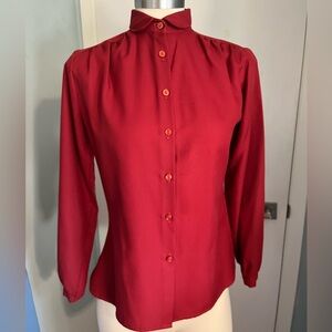 Elegant Red Women's Button-Up Blouse. Bust 38”